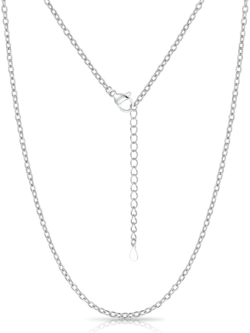 Stylish Silver Chain Necklace for Women - 1mm & 2mm Adjustable Length Jewelry